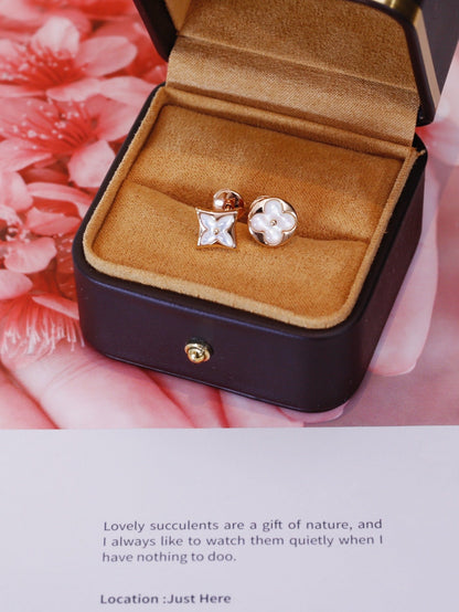 [Rani Jewelry]STAR AND SUN PINK GOLD MOP STUD EARRINGS