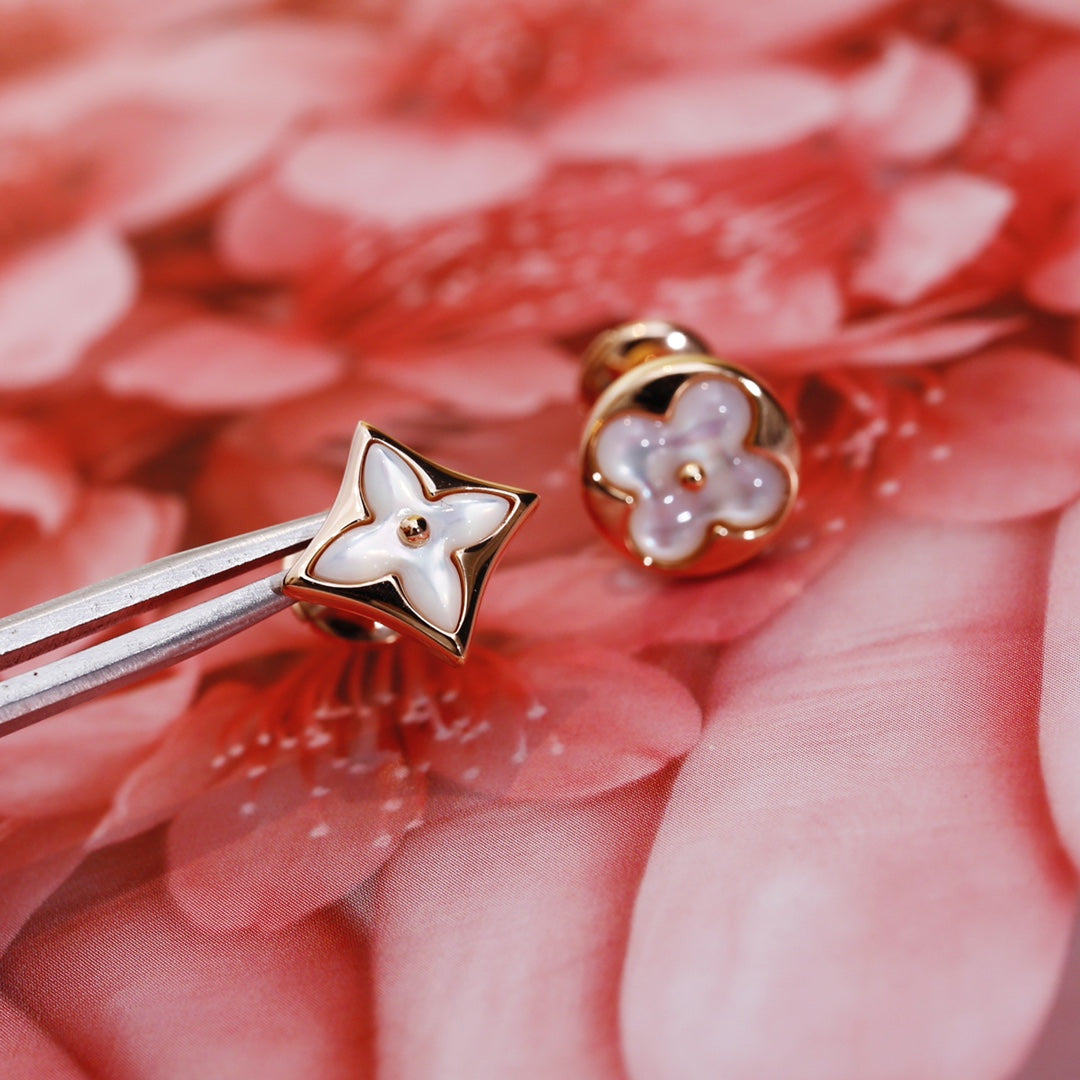 [Rani Jewelry]STAR AND SUN PINK GOLD MOP STUD EARRINGS