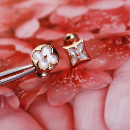 [Rani Jewelry]STAR AND SUN PINK GOLD MOP STUD EARRINGS