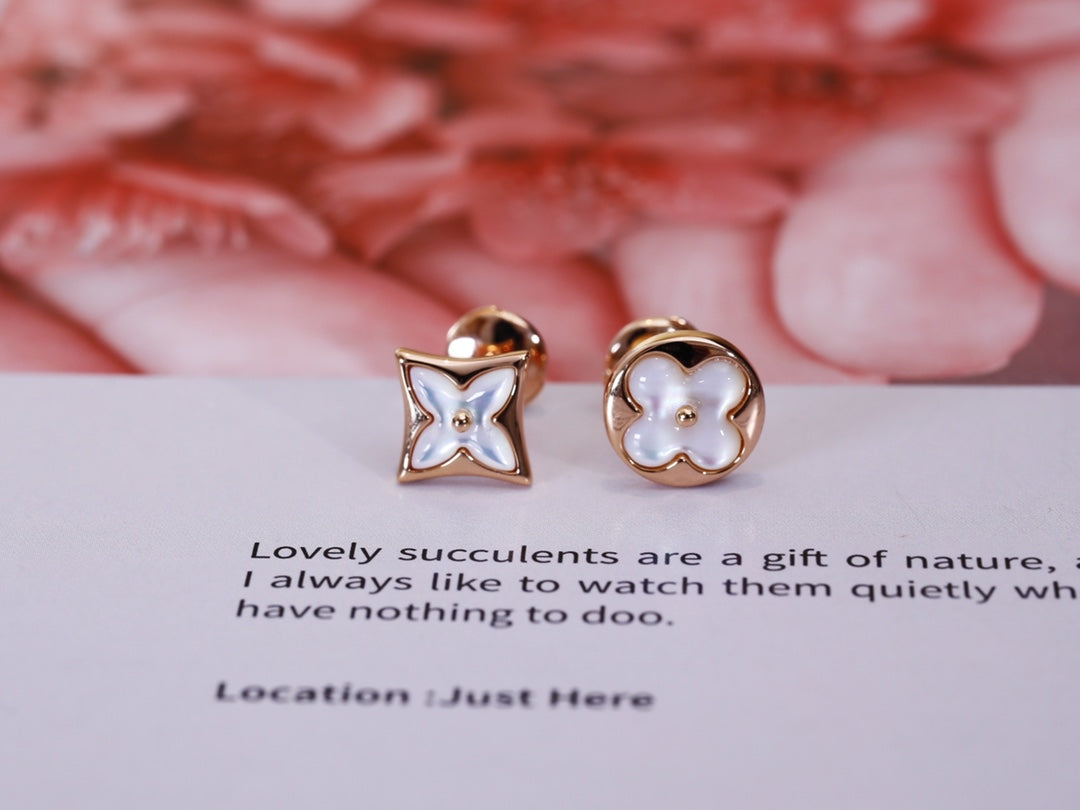 [Rani Jewelry]STAR AND SUN PINK GOLD MOP STUD EARRINGS