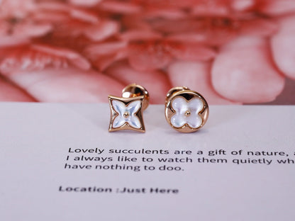 [Rani Jewelry]STAR AND SUN PINK GOLD MOP STUD EARRINGS