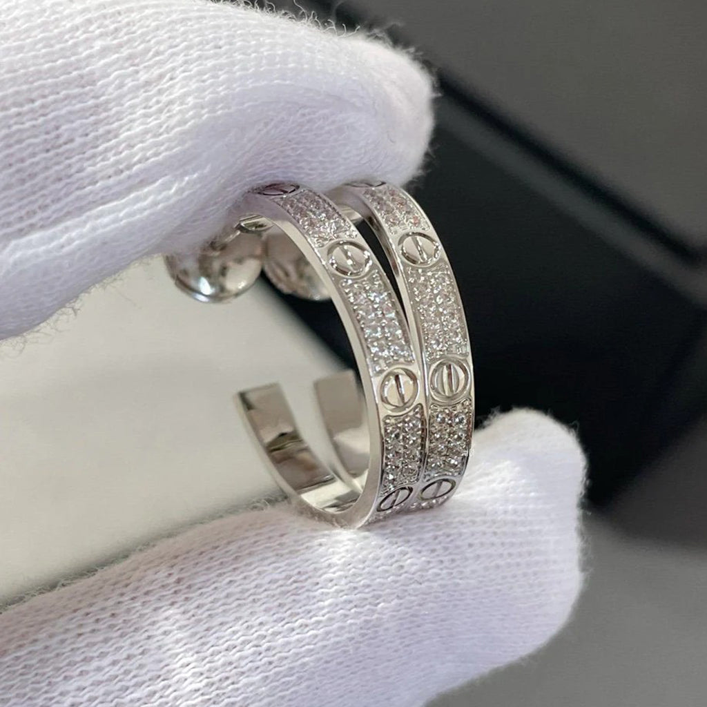 [Rani Jewelry] LOVE EARRINGS 3.6MM DIAMOND PAVED