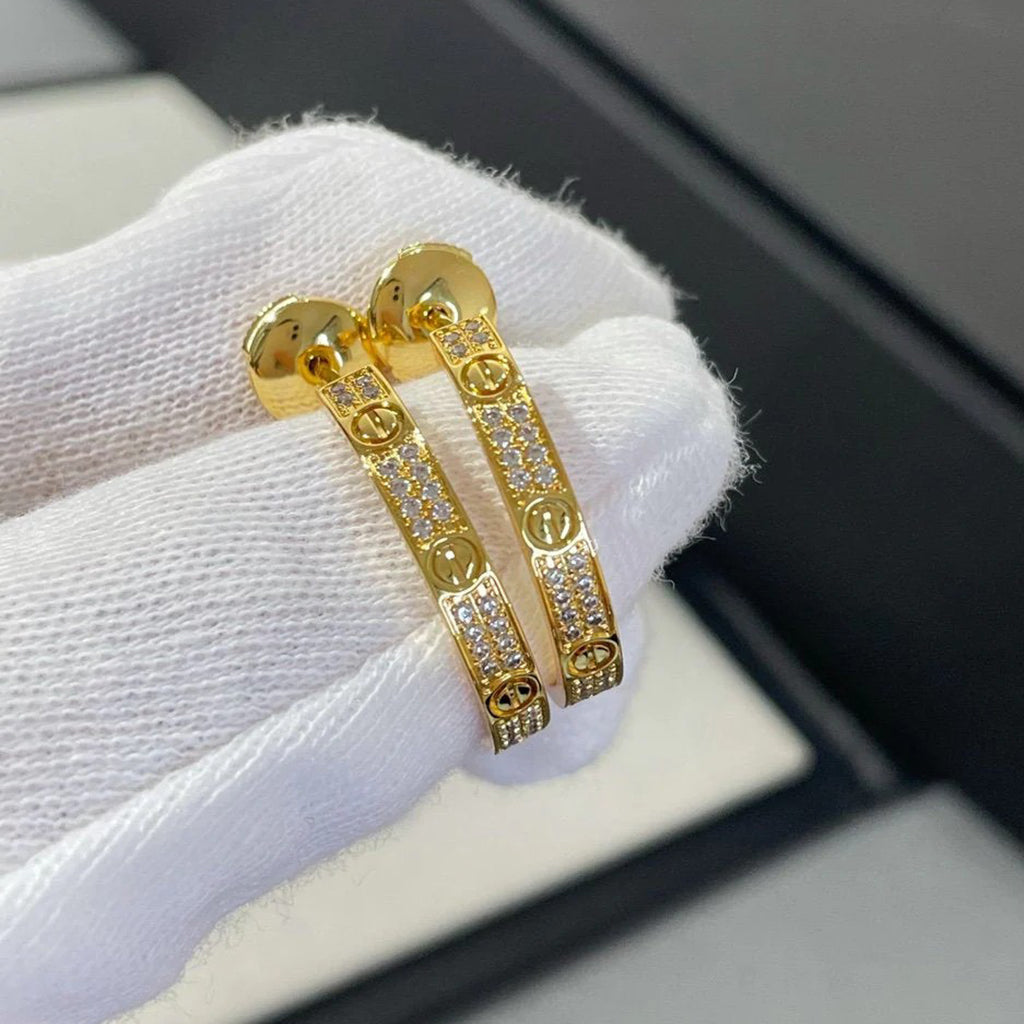 [Rani Jewelry] LOVE EARRINGS 3.6MM DIAMOND PAVED