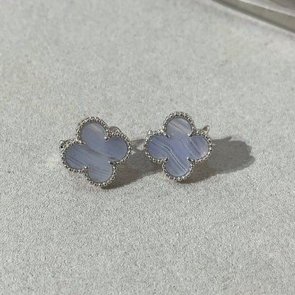 [Rani Jewelry]CLOVER CHALCEDONY SILVER STUD EARRINGS
