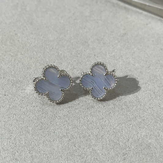 [Rani Jewelry]CLOVER CHALCEDONY SILVER STUD EARRINGS