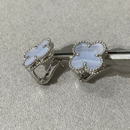 [Rani Jewelry]CLOVER CHALCEDONY SILVER STUD EARRINGS