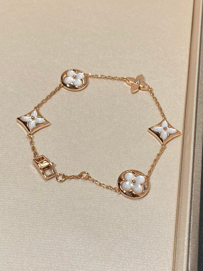 [Rani Jewelry]STAR AND SUN 5 MOTIF MOP PINK GOLD BRACELET