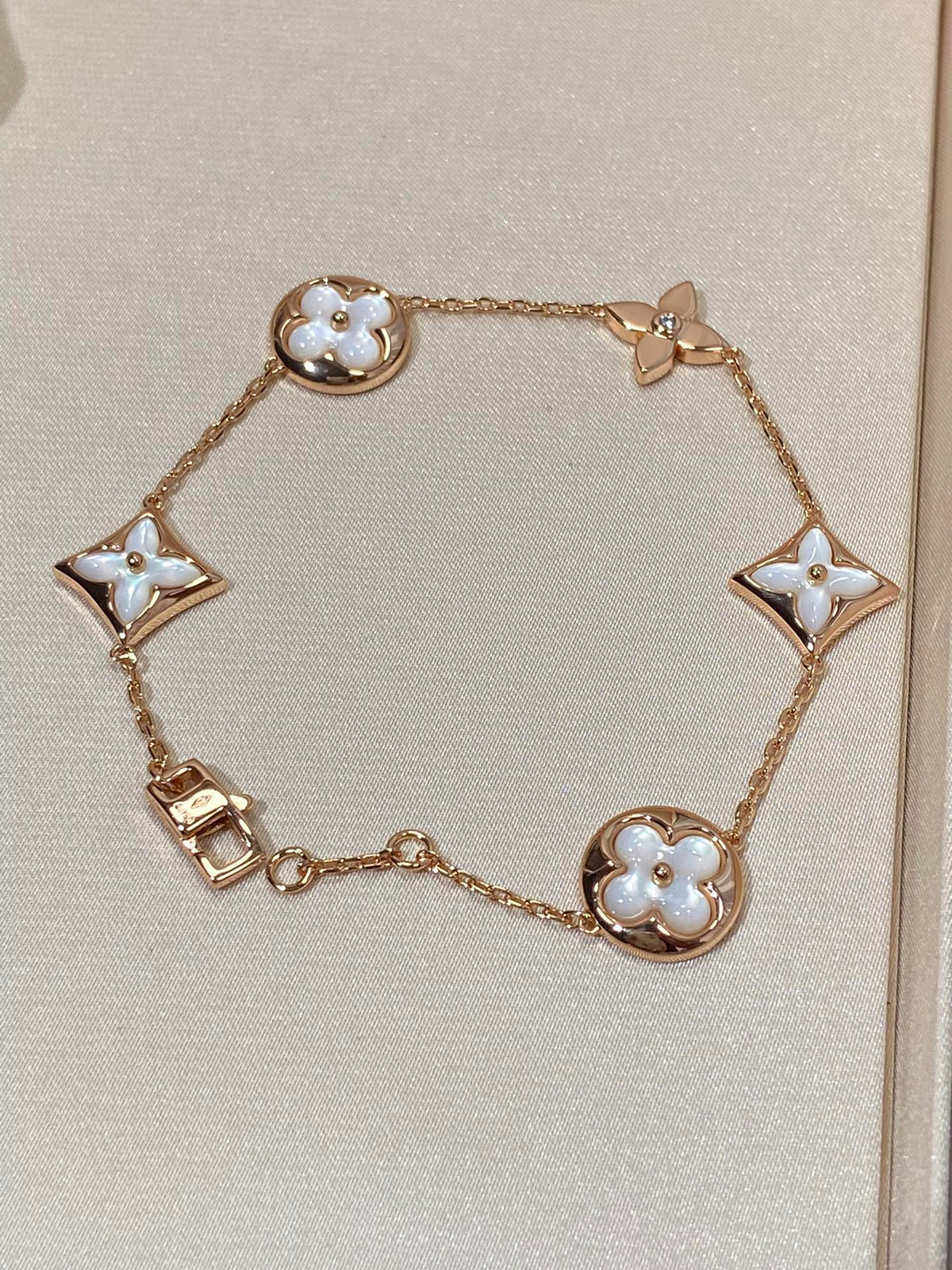 [Rani Jewelry]STAR AND SUN 5 MOTIF MOP PINK GOLD BRACELET