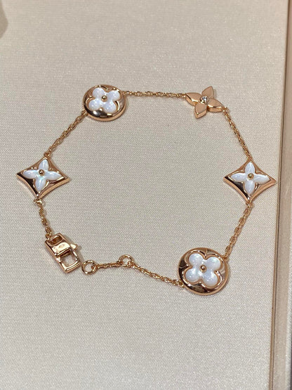 [Rani Jewelry]STAR AND SUN 5 MOTIF MOP PINK GOLD BRACELET