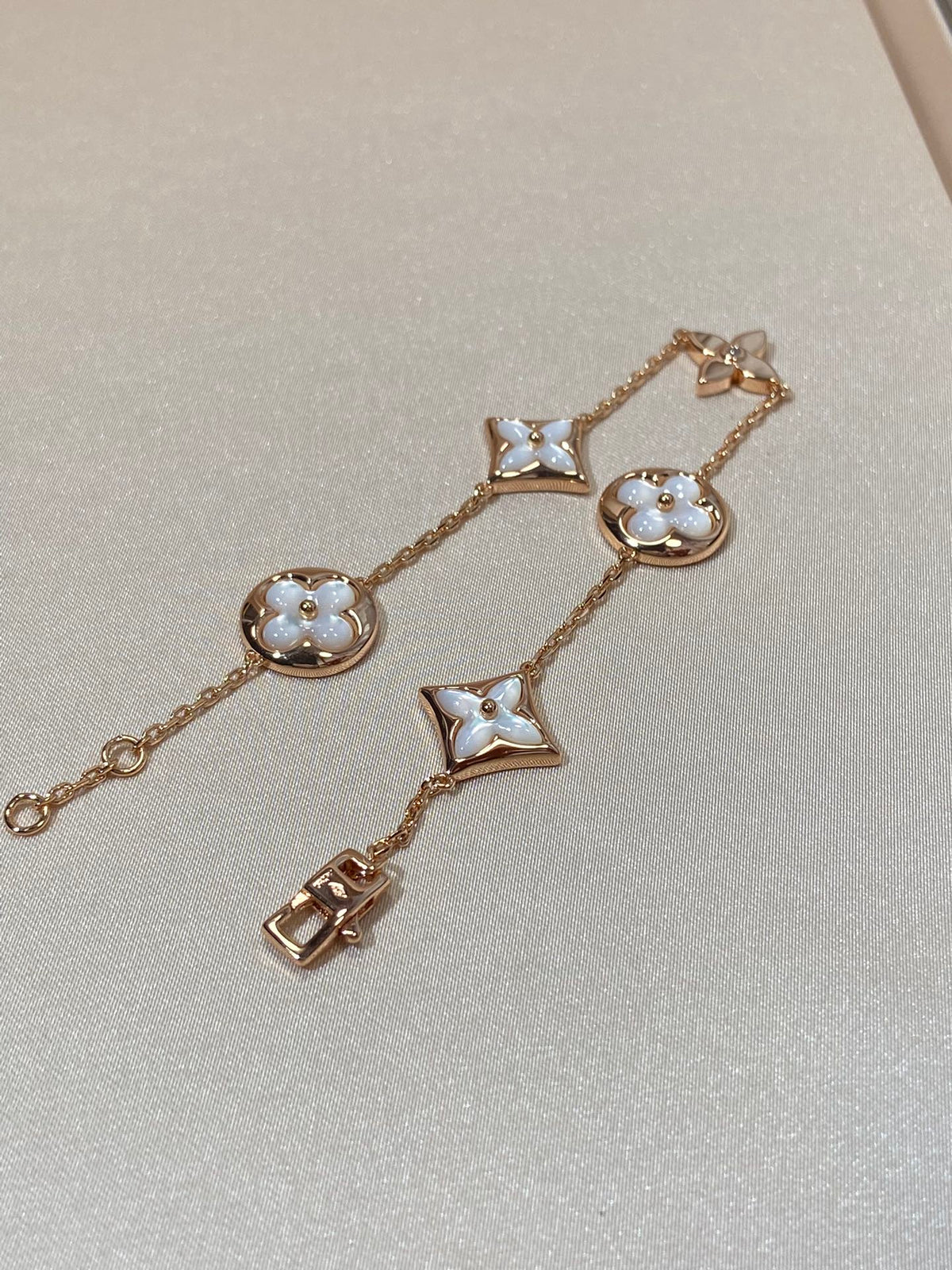 [Rani Jewelry]STAR AND SUN 5 MOTIF MOP PINK GOLD BRACELET