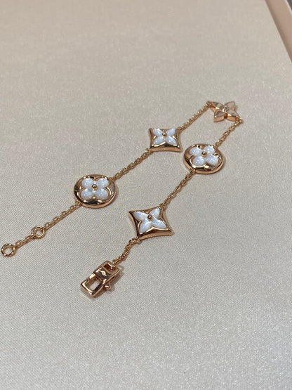 [Rani Jewelry]STAR AND SUN 5 MOTIF MOP PINK GOLD BRACELET