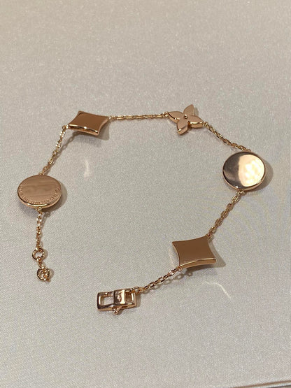 [Rani Jewelry]STAR AND SUN 5 MOTIF MOP PINK GOLD BRACELET