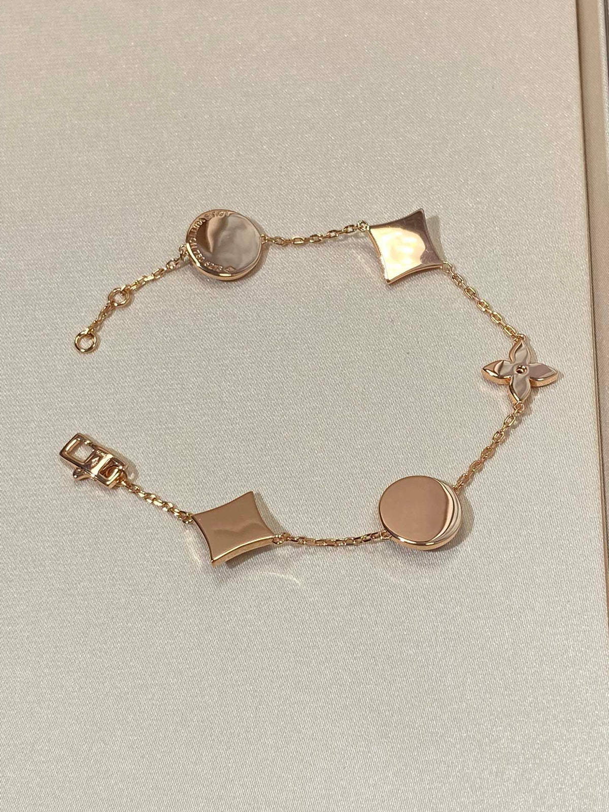 [Rani Jewelry]STAR AND SUN 5 MOTIF MOP PINK GOLD BRACELET