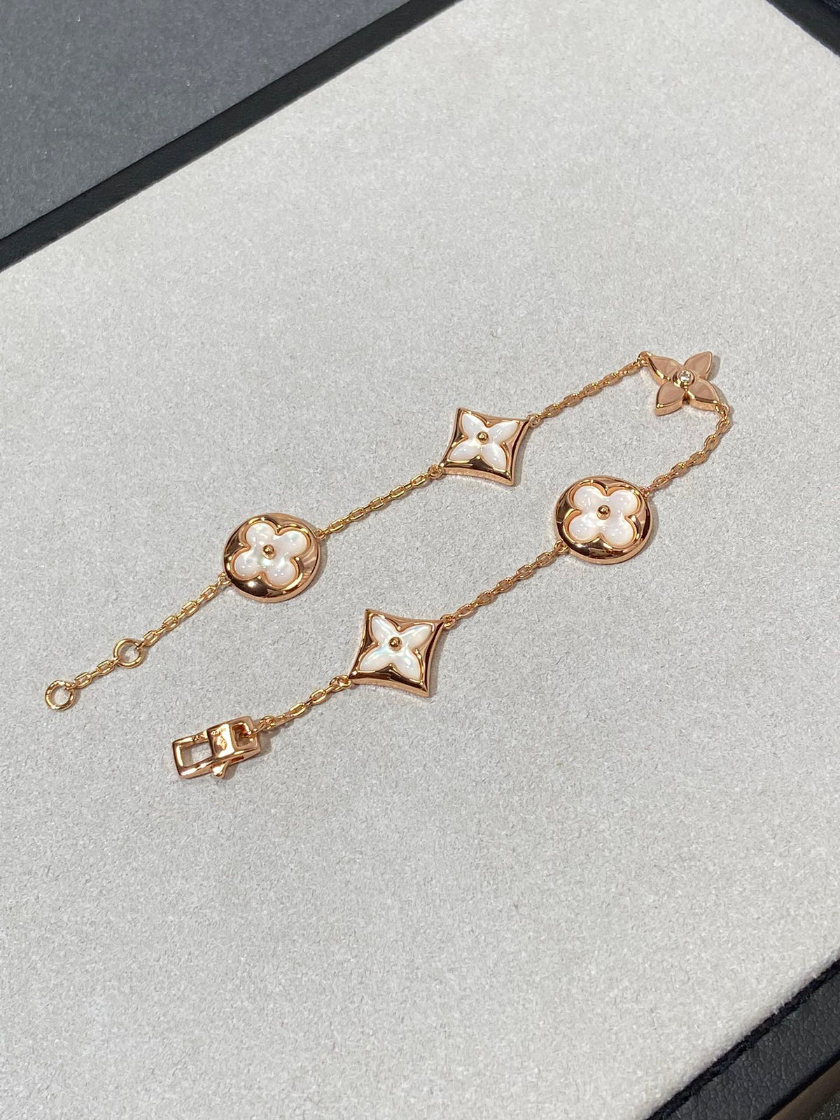 [Rani Jewelry]STAR AND SUN 5 MOTIF MOP PINK GOLD BRACELET