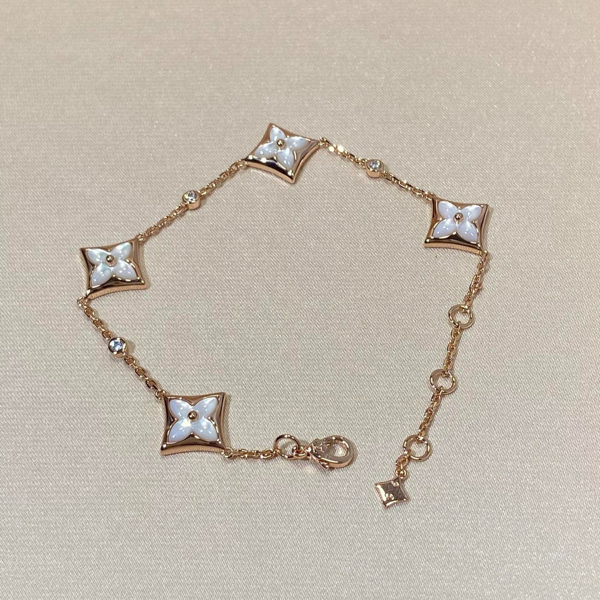 [Rani Jewelry]STAR 4 MOTIF MOP DIAMOND PINK GOLD BRACELET