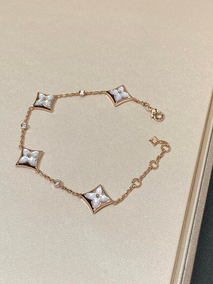 [Rani Jewelry]STAR 4 MOTIF MOP DIAMOND PINK GOLD BRACELET
