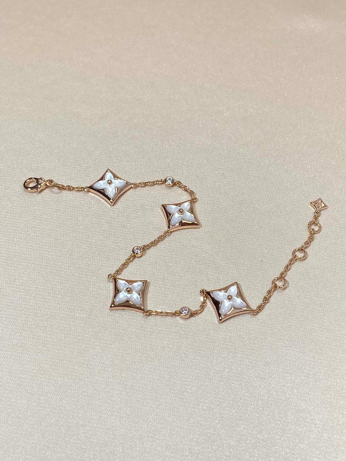[Rani Jewelry]STAR 4 MOTIF MOP DIAMOND PINK GOLD BRACELET