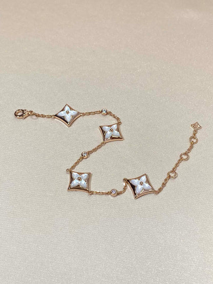 [Rani Jewelry]STAR 4 MOTIF MOP DIAMOND PINK GOLD BRACELET