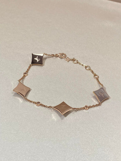[Rani Jewelry]STAR 4 MOTIF MOP DIAMOND PINK GOLD BRACELET