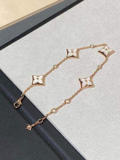 [Rani Jewelry]STAR 4 MOTIF MOP DIAMOND PINK GOLD BRACELET