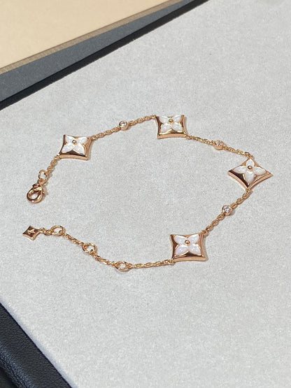 [Rani Jewelry]STAR 4 MOTIF MOP DIAMOND PINK GOLD BRACELET