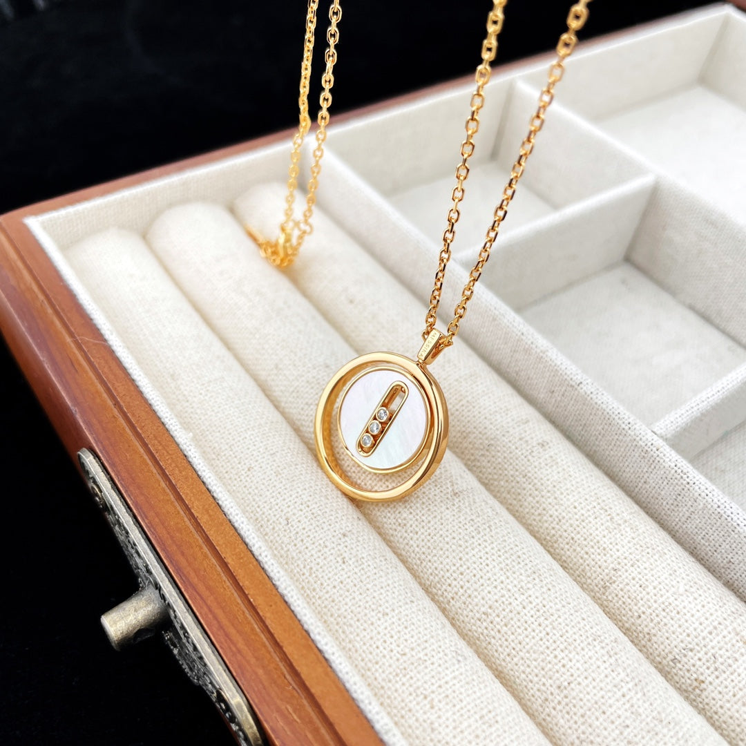 [Rani Jewelry]LUCKY MOVE MOP PINK GOLD NECKLACE