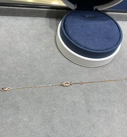 [Rani Jewelry]FORCE 10 DIAMOND CHAIN LINK PINK GOLD BRACELET