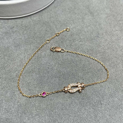 [Rani Jewelry]FORCE 10 DIAMOND CHAIN LINK PINK GOLD BRACELET