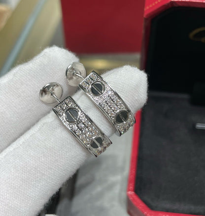 [Rani Jewelry] LOVE CERAMIC DIAMOND PAVED SILVER EARRINGS