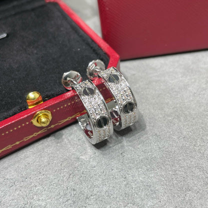 [Rani Jewelry] LOVE CERAMIC DIAMOND PAVED SILVER EARRINGS