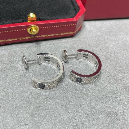 [Rani Jewelry] LOVE CERAMIC DIAMOND PAVED SILVER EARRINGS