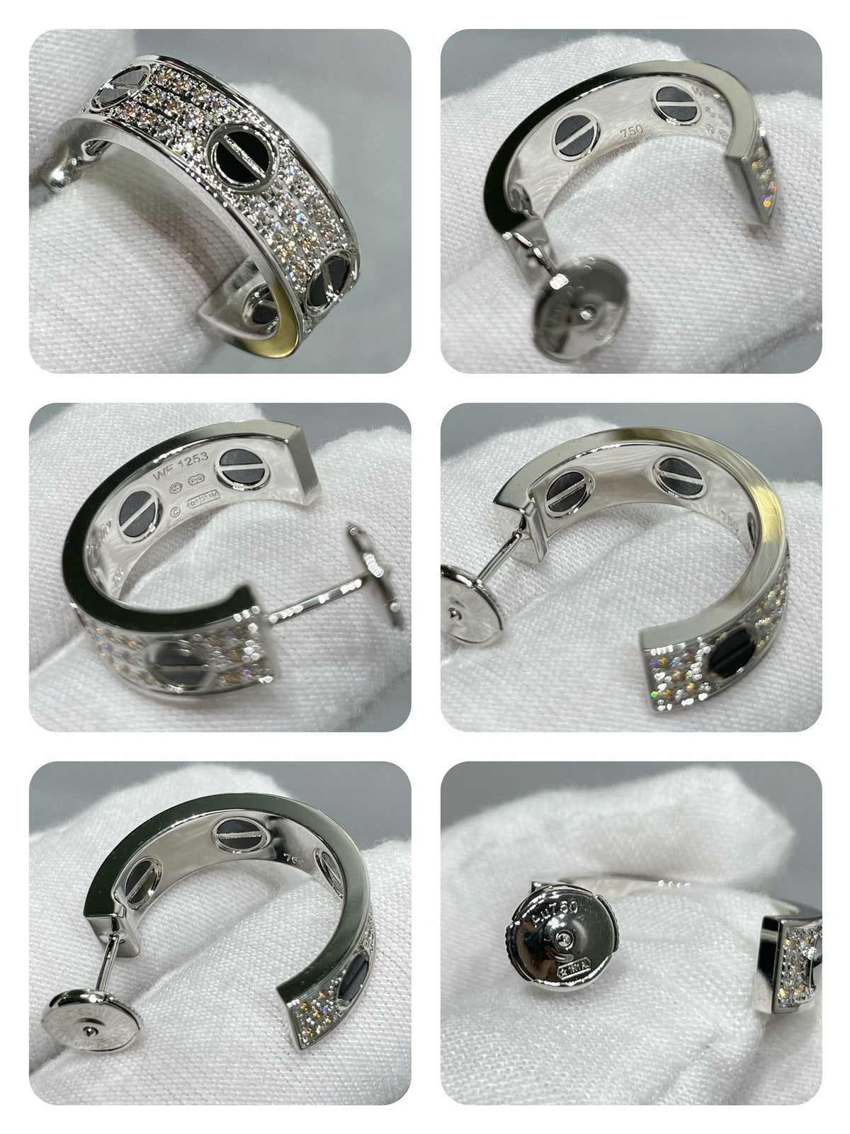 [Rani Jewelry] LOVE CERAMIC DIAMOND PAVED SILVER EARRINGS