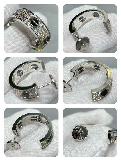 [Rani Jewelry] LOVE CERAMIC DIAMOND PAVED SILVER EARRINGS