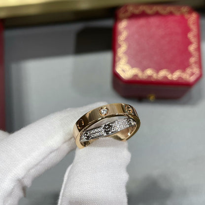 [Rani Jewelry] LOVE PINK GOLD SILVER DIAMOND DOUBLE RING