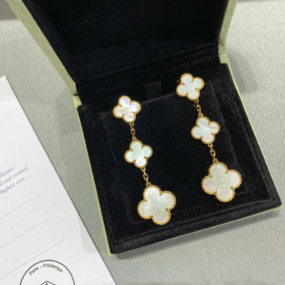 [Rani Jewelry]CLOVER MOP 3 MOTIFS GOLD EARRINGS