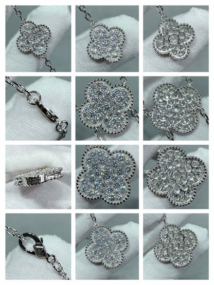[Rani Jewelry]CLOVER 6 MOTIF DIAMOND PAVED NECKLACE