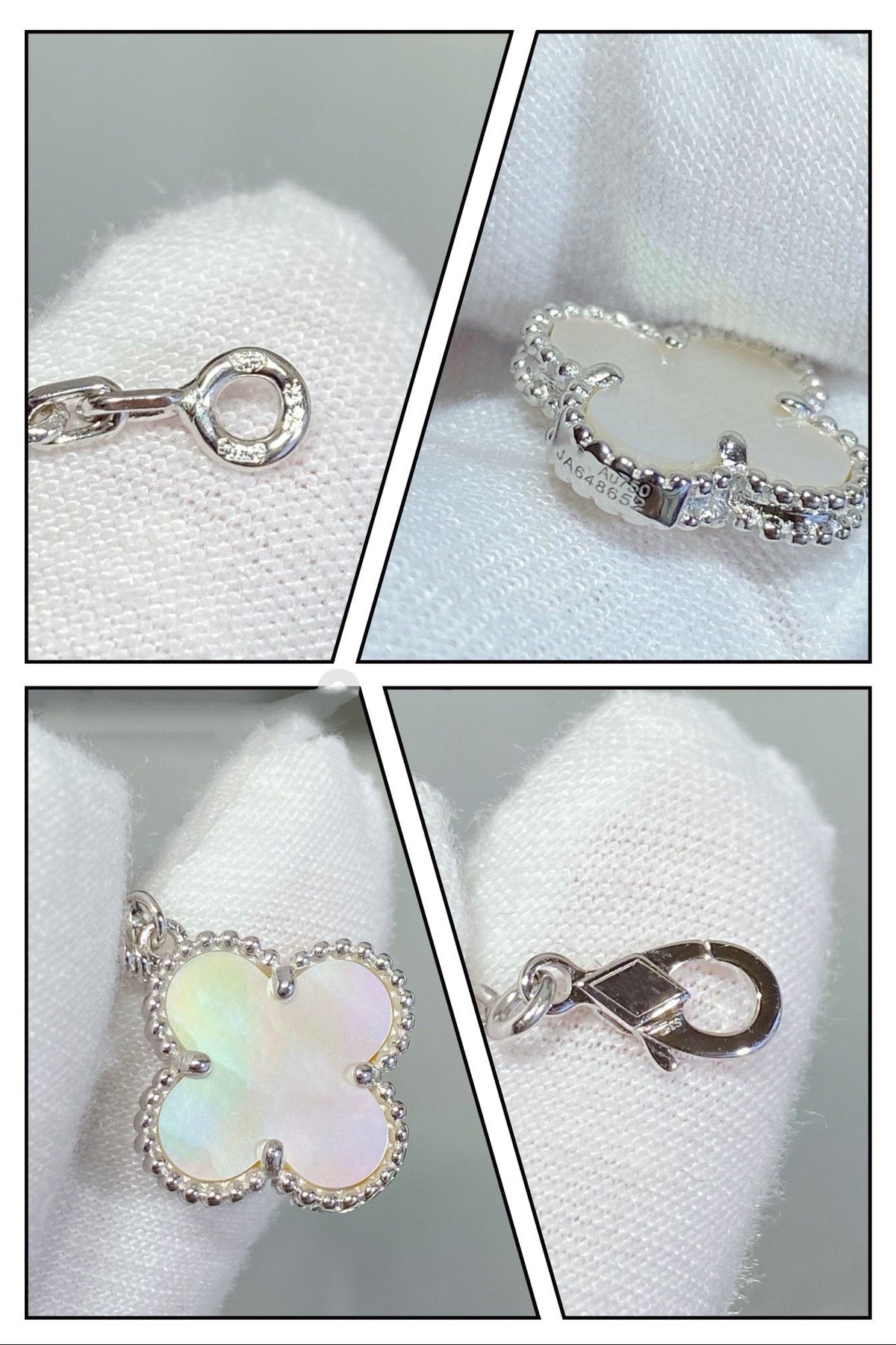 [Rani Jewelry]CLOVER 5 MOTIF WHITE MOP SILVER BRACELET