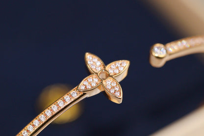 [Rani Jewelry]IDYLLE PINK GOLD OPEN BRACELET DIAMOND PAVED