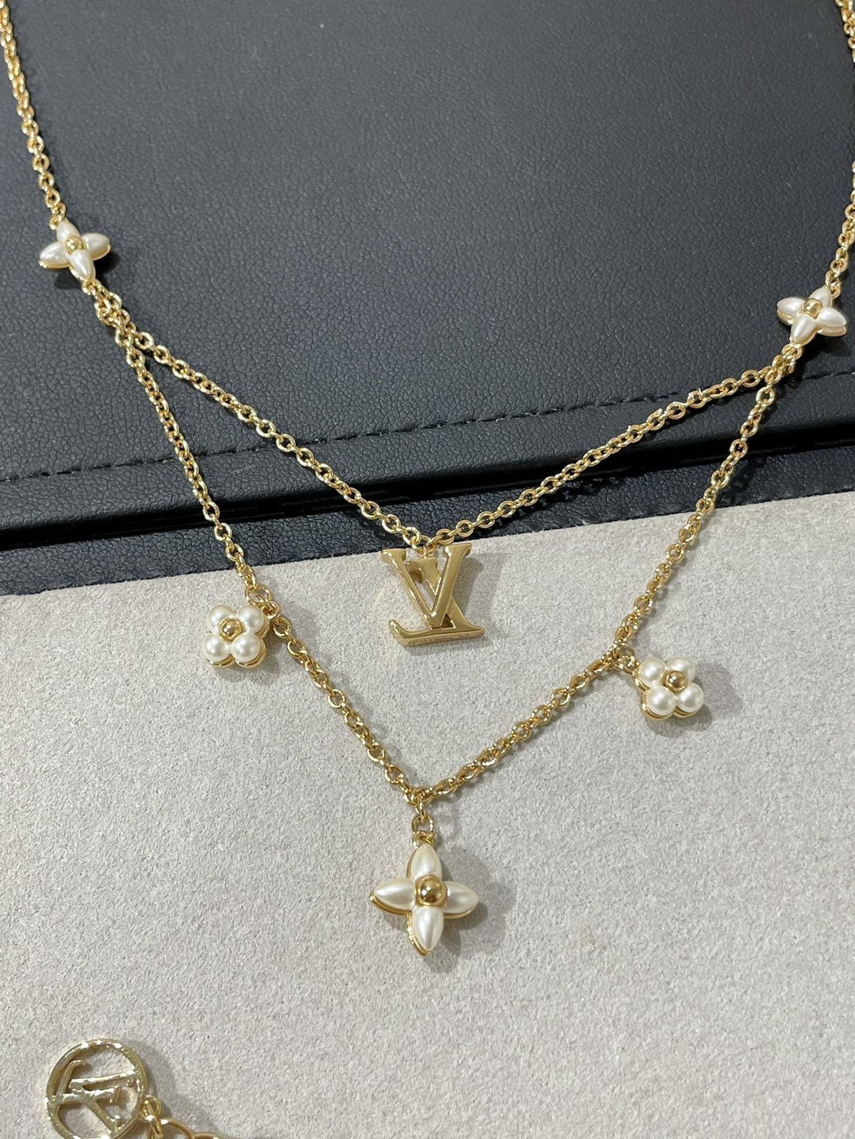 [Rani Jewelry]FLOWERGRAM GOLD MOP DOUBLE ROW NECKLACE