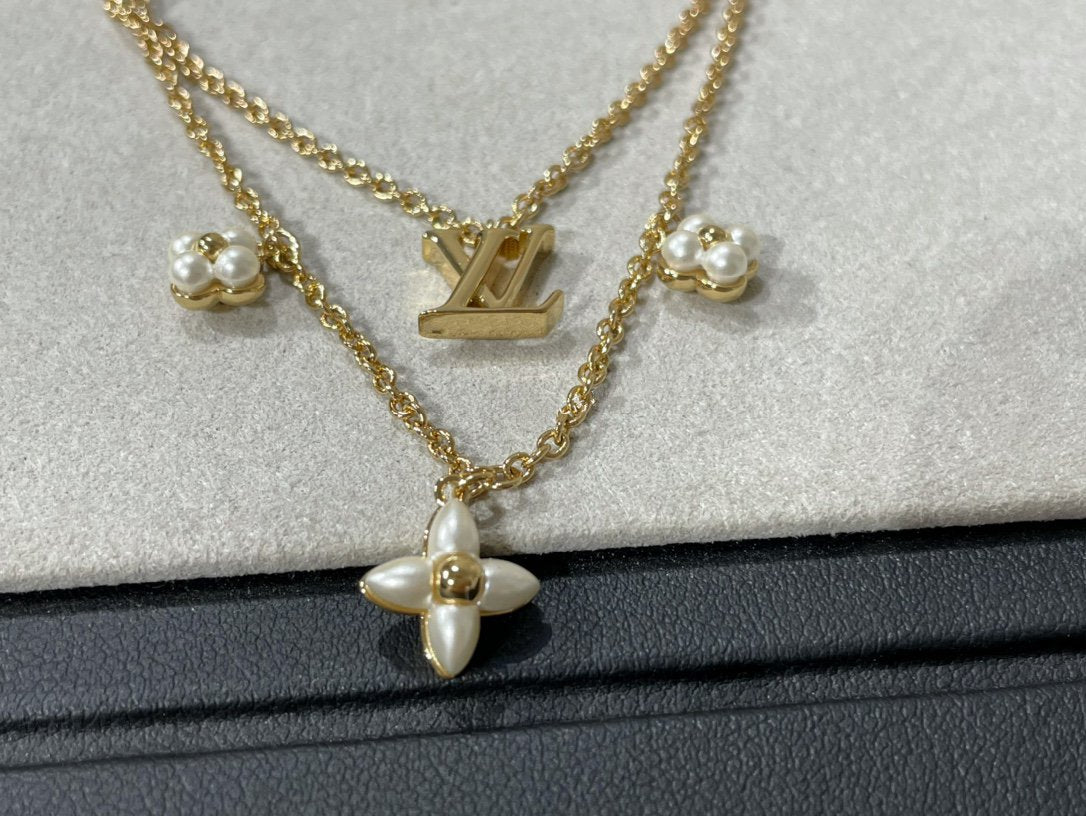 [Rani Jewelry]FLOWERGRAM GOLD MOP DOUBLE ROW NECKLACE