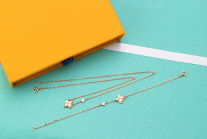 [Rani Jewelry]STAR PINK MOP 1 DIAMOND PINK GOLD NECKLACE