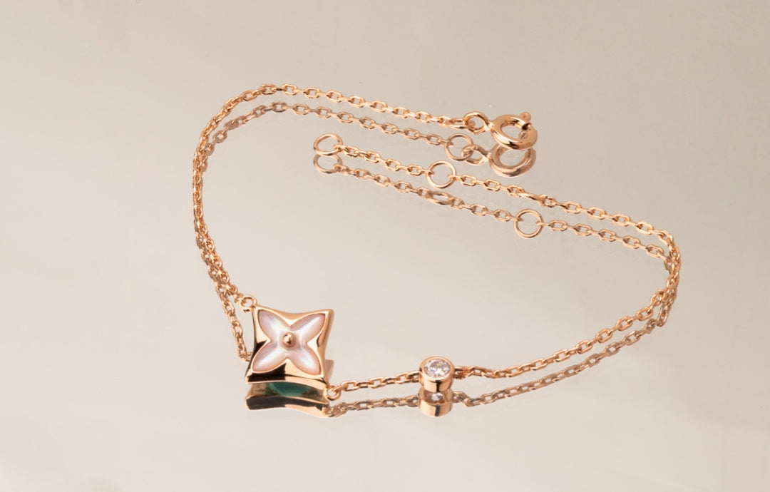 [Rani Jewelry]STAR PINK MOP 1 DIAMOND PINK GOLD NECKLACE