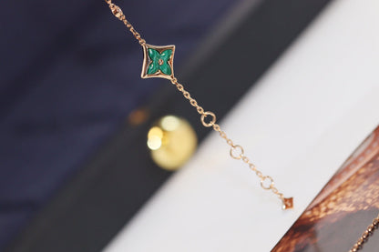 [Rani Jewelry]STAR AND SUN 4 MOTIF PINK GOLD MALACHITE BRACELET