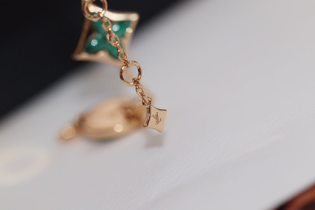 [Rani Jewelry]STAR AND SUN 4 MOTIF PINK GOLD MALACHITE BRACELET