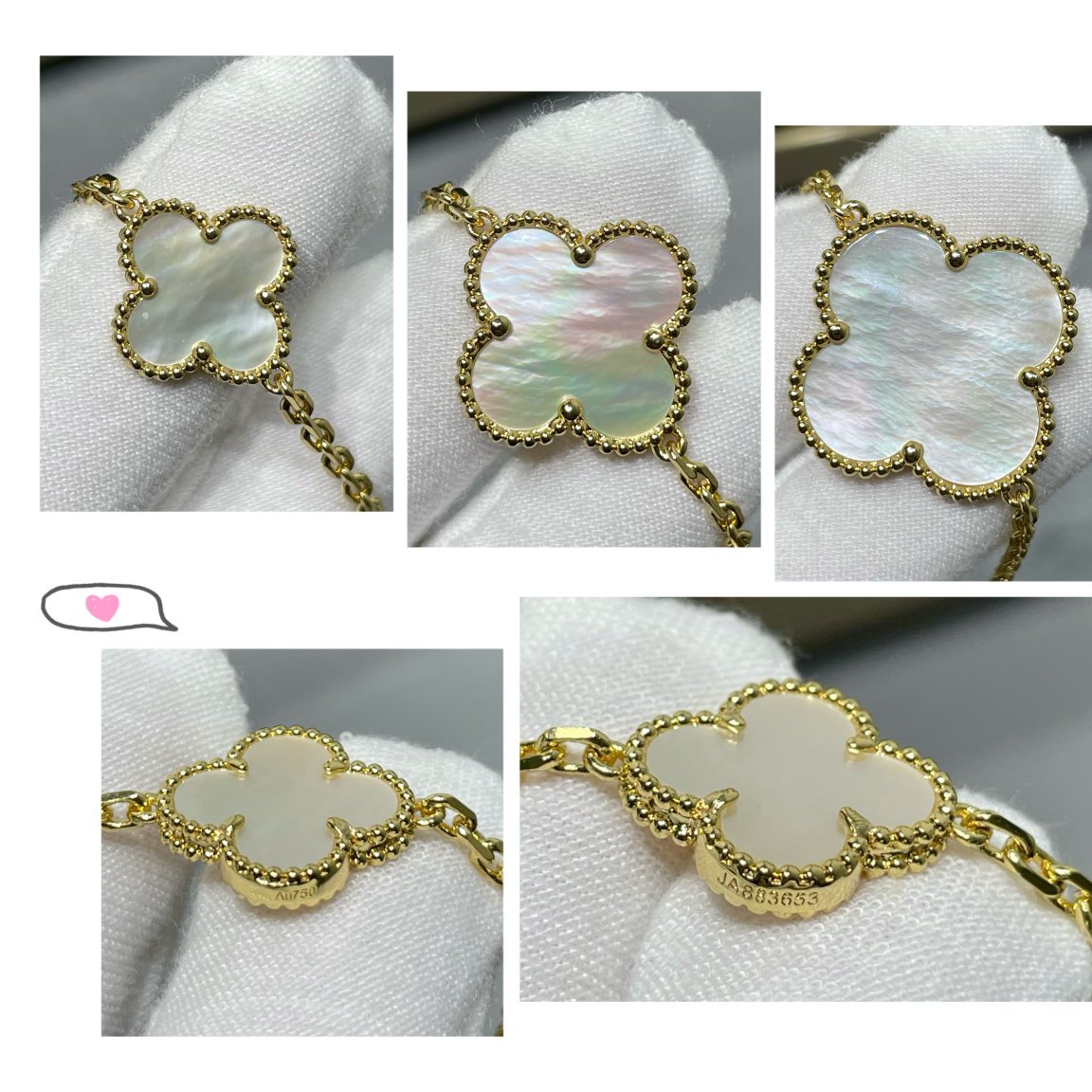 [Rani Jewelry]CLOVER 16 MOTIF WHITE MOP GOLD NECKLACE