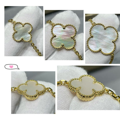 [Rani Jewelry]CLOVER 16 MOTIF WHITE MOP GOLD NECKLACE