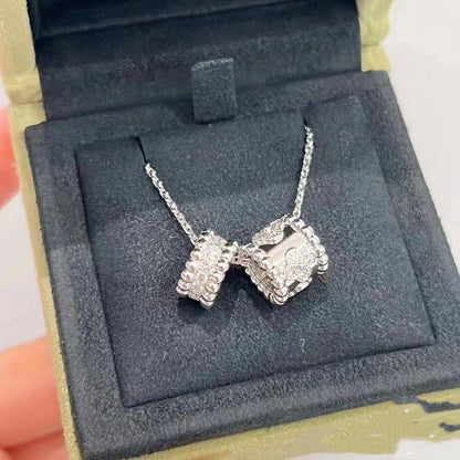 [Rani Jewelry]PERLEE DOUBLE PENDANT SILVER DIAMOND NECKLACE