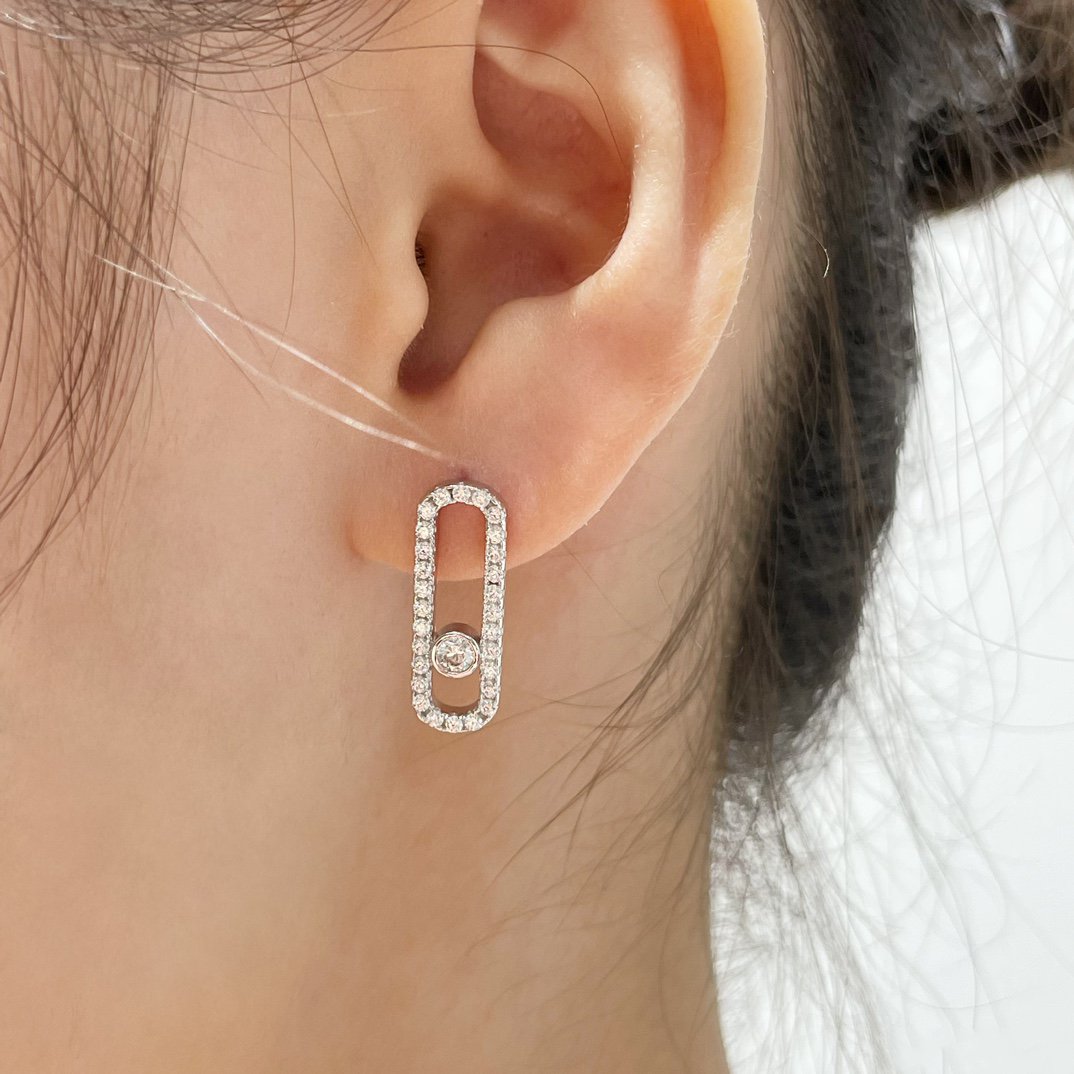 [Rani Jewelry]MOVE UNO STUD DIAMOND PAVED EARRINGS
