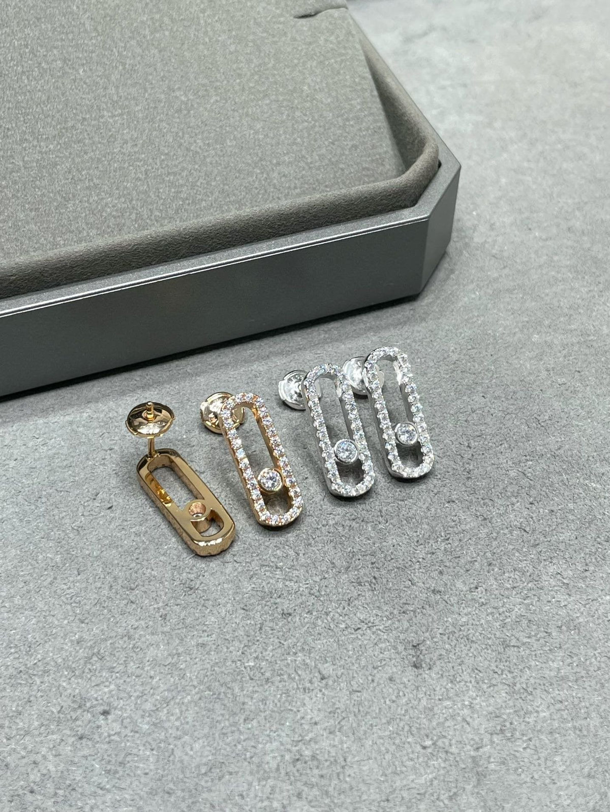 [Rani Jewelry]MOVE UNO STUD DIAMOND PAVED EARRINGS