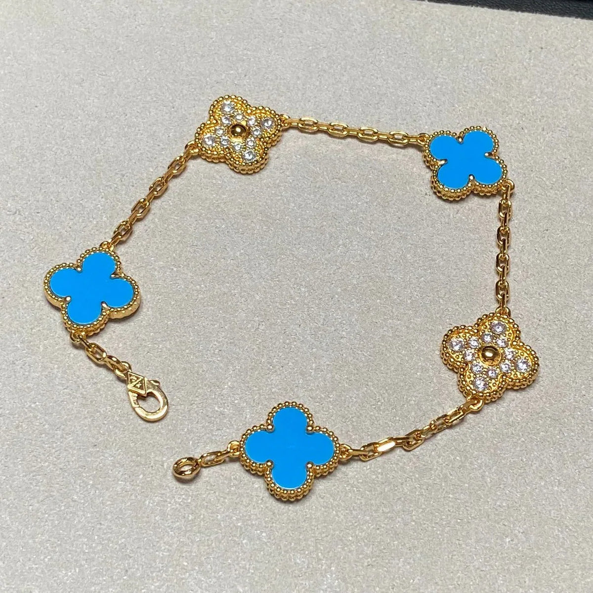 [Rani Jewelry] CLOVER 5 MOTIF BLUE AGATE BRACELET COLLECTION